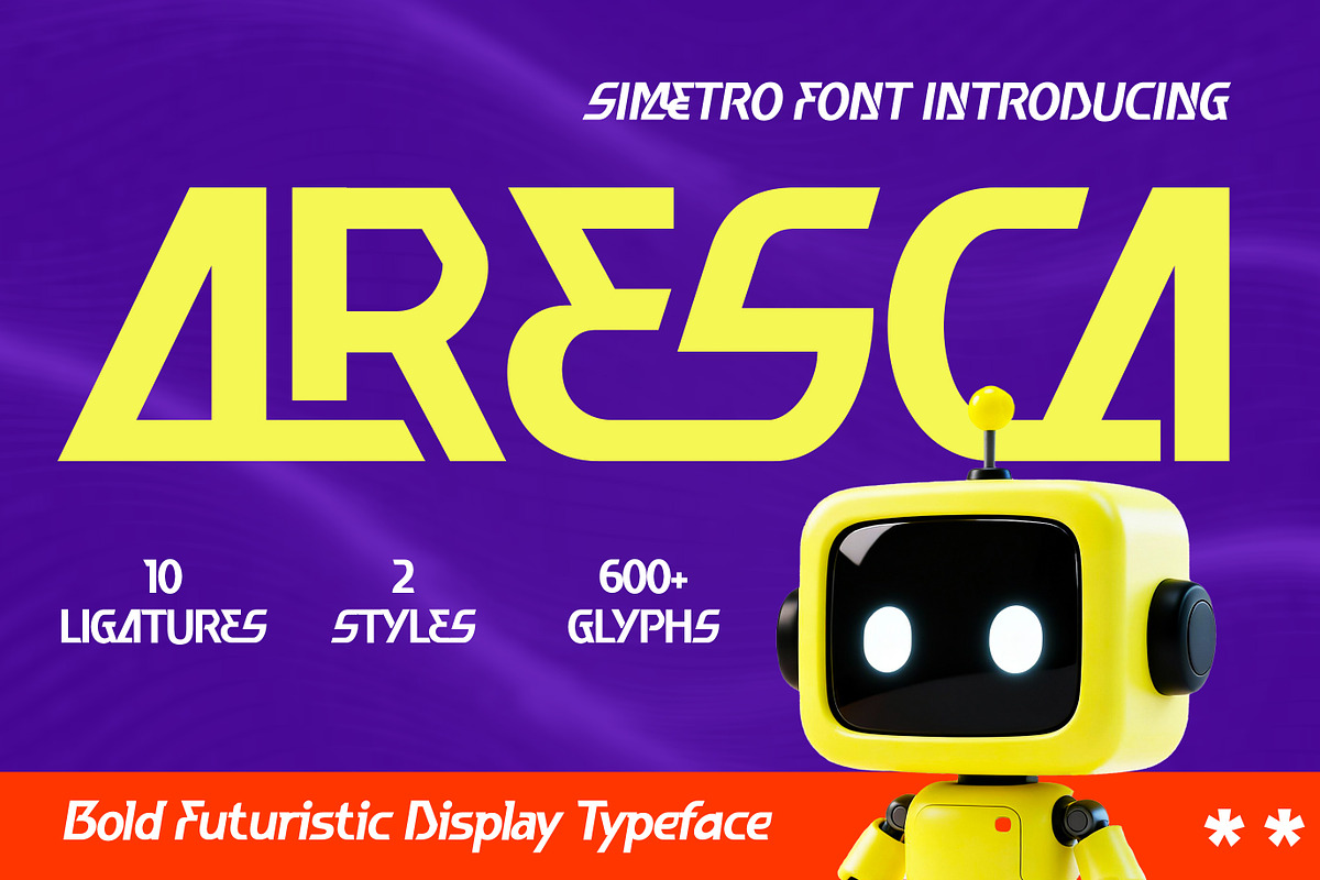 Aresca - Bold Futuristic Font, a Font by Simetrica Labs (Photo 1 of 12)