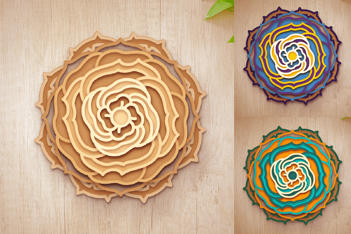 3D Rose Flower Mandala - SVG Cut Fil, a Decorative Illustration by Arshad Ali (Photo 6 of 8)