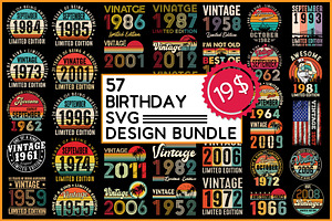 Vintage Birthday Svg Design Bundle