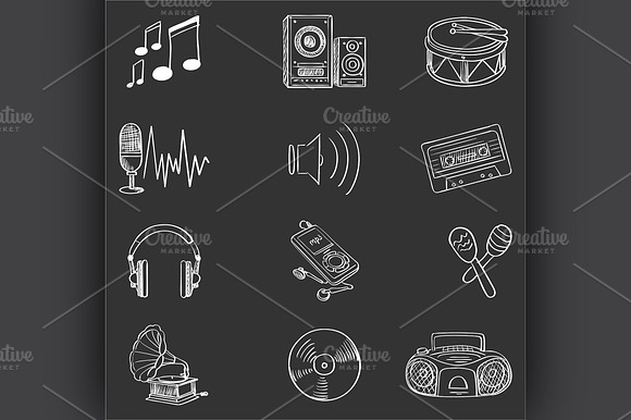 Hand Drawn Music Icon Set