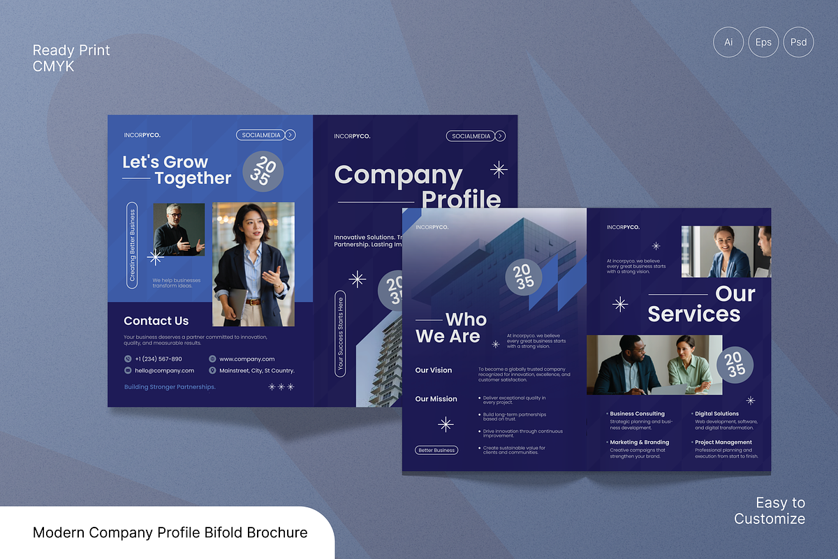 Company Profile Bifold Brochure, a Brochure Template by Annora Studio (Photo 1 of 6)