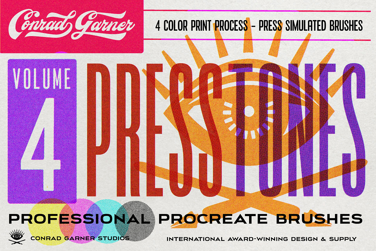 PRESSTONES - PROCREATE BRUSH SET, a Brush Add-On by Conrad Garner Studios (Photo 1 of 7)