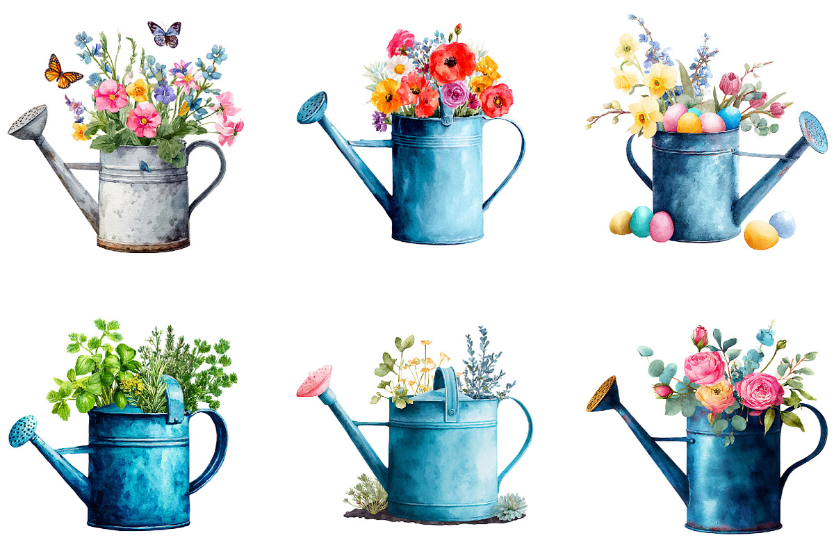 Watercolor Watering Can Clipart, an Illustration by Designking (Photo 4 of 5)