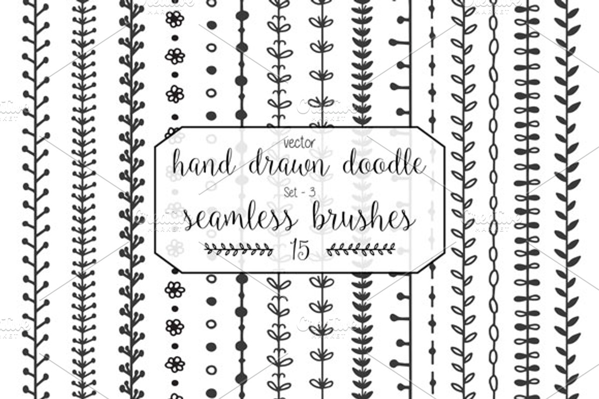 60 doodle vector pattern brushes preview 4