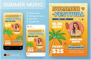 Retro Summer Music Flyer Set, a Flyer Template by Annora Studio (Thumbnail 1 of 6)