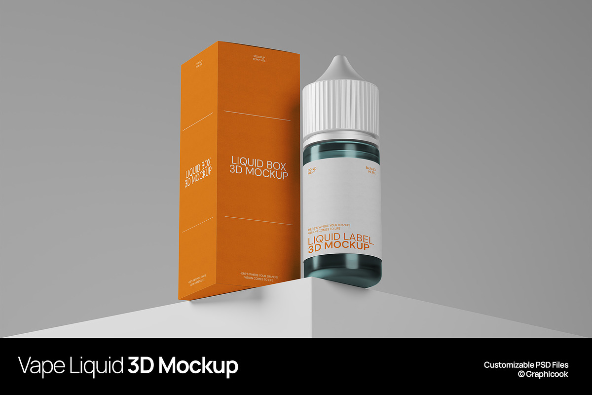 Vape Liquid 3D Mockup, an Advertising Mockup by graphicook