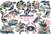 Preppy Coastal Summer Clipart, a Seasonal Illustration by Dream Creation (Thumbnail 1 of 8)