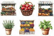 Farmers Market Watercolor Clipart, an Illustration by OK Design (Thumbnail 5 of 5)