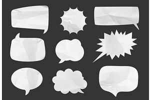 Crumpled paper speech bubbles. Comic, an Illustration by Frogella
