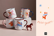 New Year Horses Clipart & Patterns, a Seasonal Illustration by avdnadi (Thumbnail 6 of 13)