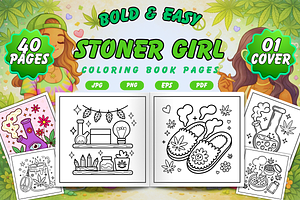 Bold & Easy Stoner Girl Coloring, a Person Illustration by Neon Studio