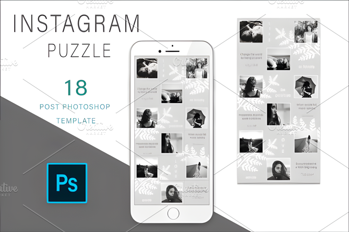 Gray Instagram Puzzle Template, a Social Media Template by Design Station (Photo 1 of 3)