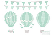 Mint Green Hot Air Balloons, an Illustration by Amanda Ilkov (Thumbnail 3 of 5)