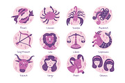 12 Zodiac Signs Illustration Set, an Illustration by DesignerCandies (Thumbnail 2 of 3)