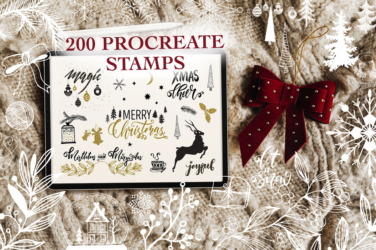 Christmas Procreate Stamp Brushes, a Brush Add-On by OlgaRom (Photo 1 of 16)