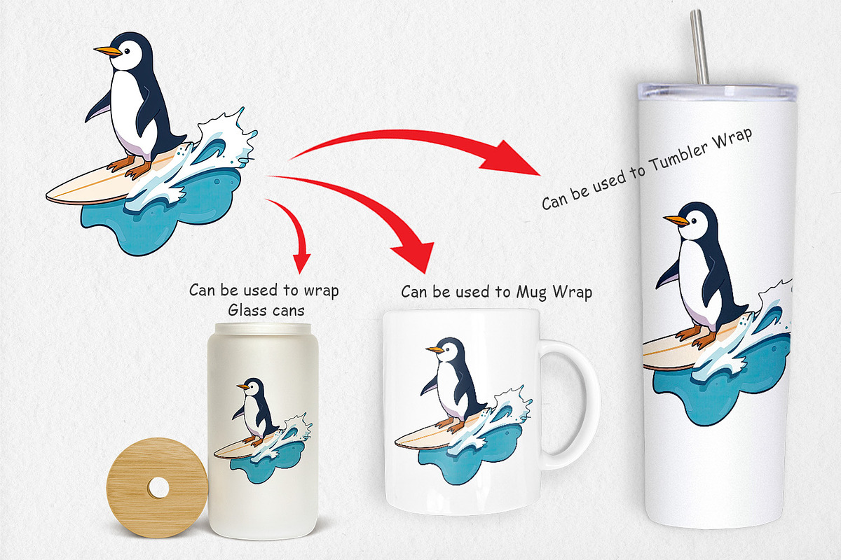 Surfing Penguin Clipart, a Graphic by Artnoy (Photo 4 of 5)
