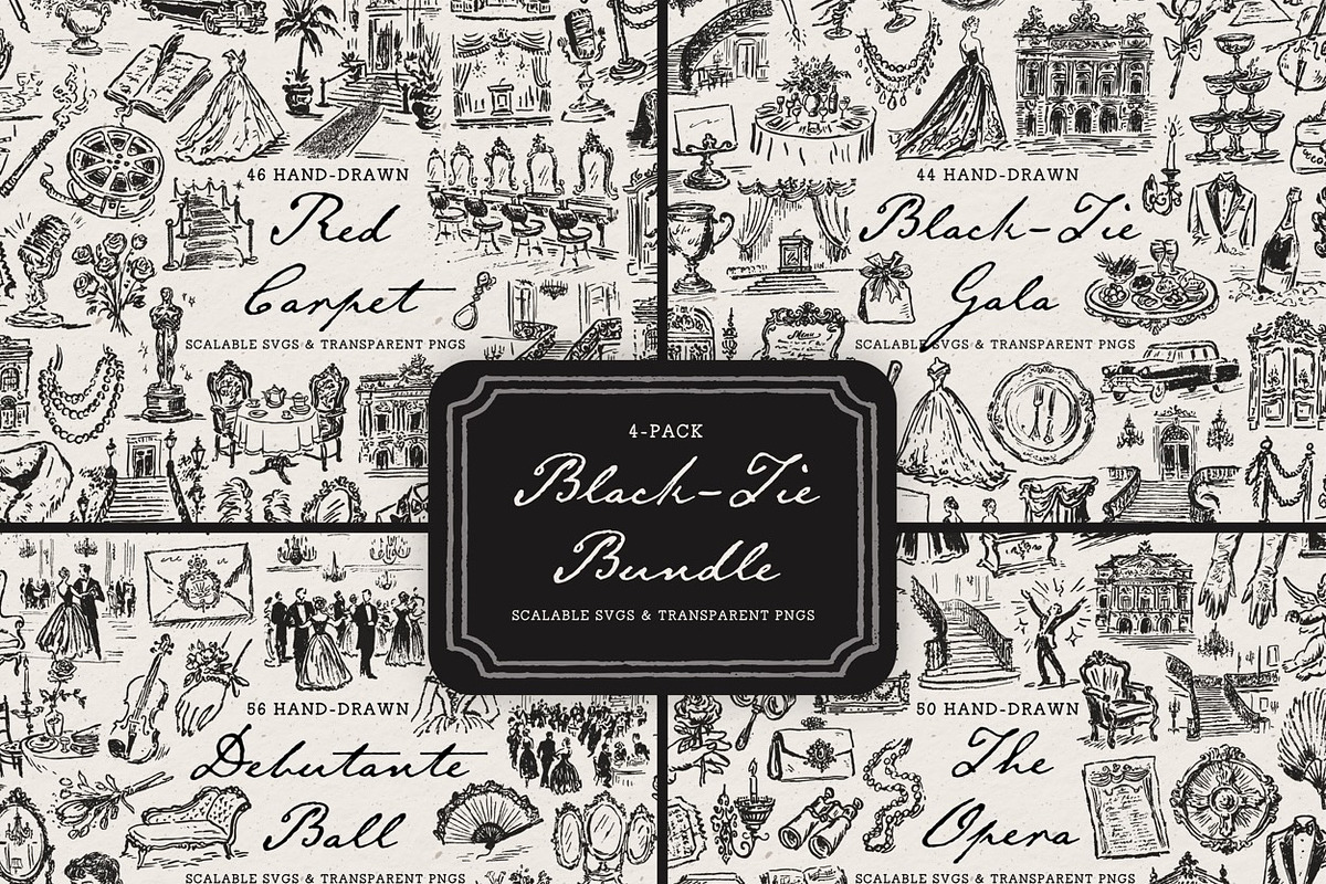 Black Tie Clipart Bundle, Gala Set, an Object Illustration by The October Creative (Photo 1 of 13)