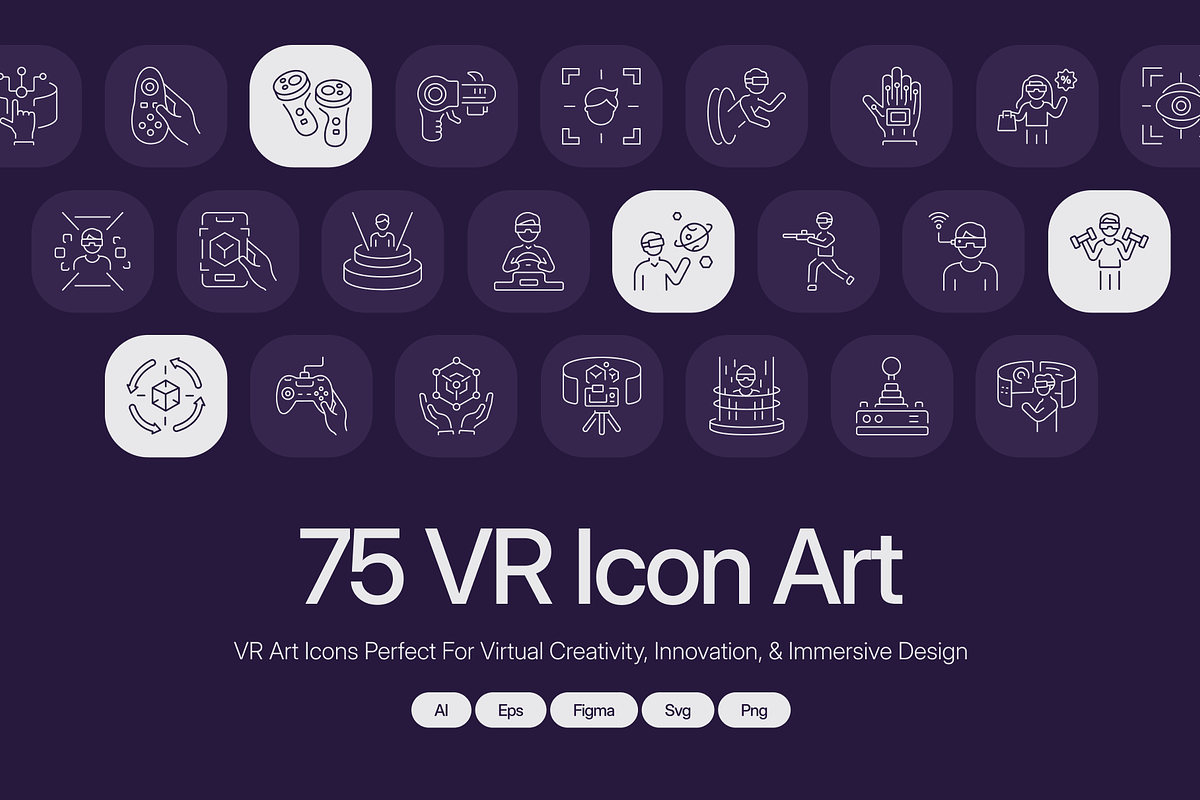 VR Icon Art Set, an Outline Icon by Prosymbols (Photo 1 of 7)