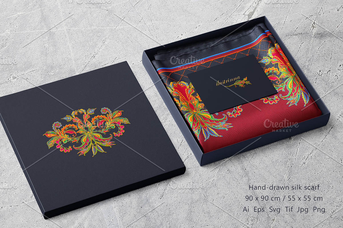 Crimson Baroque Garden Silk Scarf, an Object Graphic by ilustrinna (Photo 5 of 10)