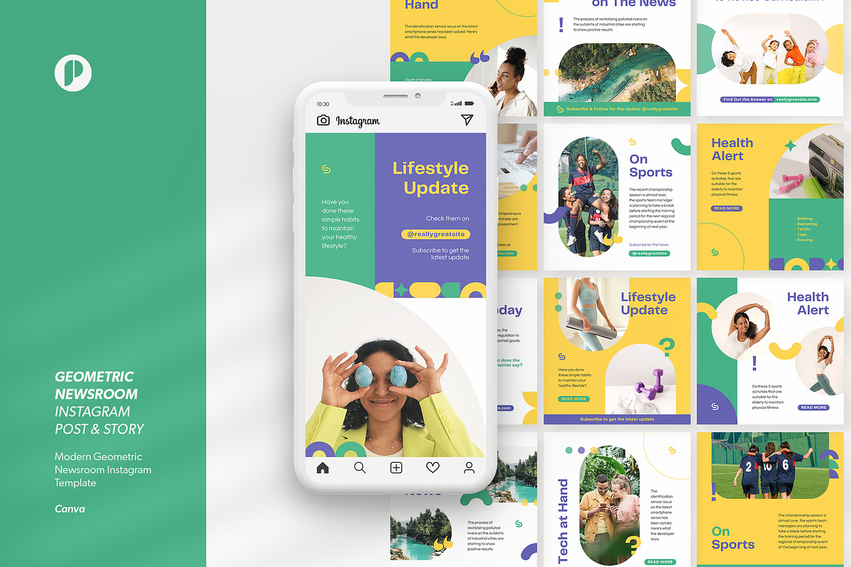 Modern Geometric Newsroom Instagram, a Social Media Template by peterdraw (Photo 1 of 8)