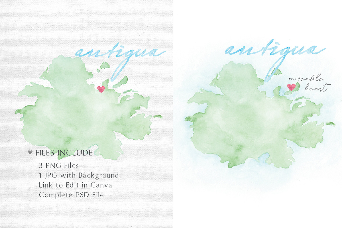 Watercolor Map of Antigua, an Illustration by Beloved Paper (Photo 3 of 6)