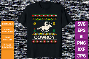 Ugly Christmas Cowboy Merry Xmas