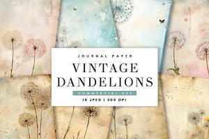 Vintage Dandelions Decorative  Paper, a Background Graphic by BusyDaydesign