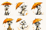 Dogs with Umbrellas Clipart Bundle, an Animal Illustration by Design Scotch (Thumbnail 2 of 10)