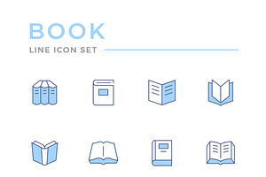 Set line icons of book, an Outline Icon by motorama