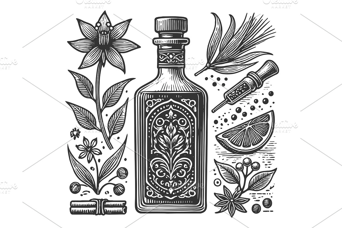Herbal Medicine Bottle with, a Healthcare Illustration by AlexArt