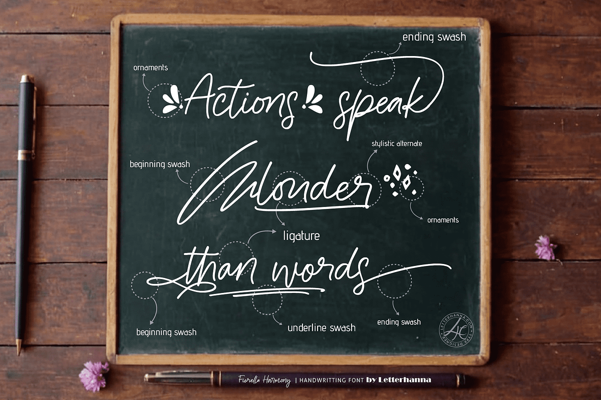 Fiorella Harmony Font, a Handwritten Font by Letterhanna Studio (Photo 2 of 9)