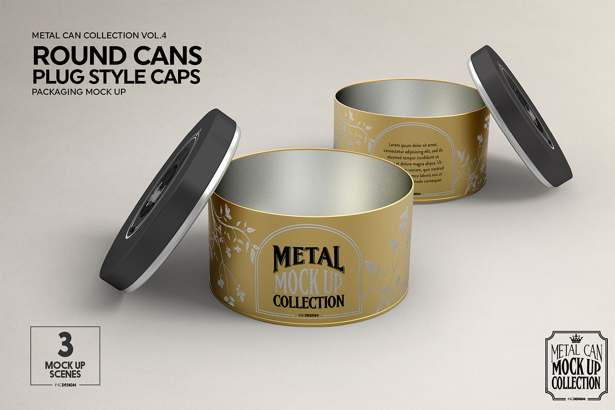 Round Cans Plug Metal Cap Mockup, a Cups & Container Mockup by INCDesign (Photo 5 of 11)