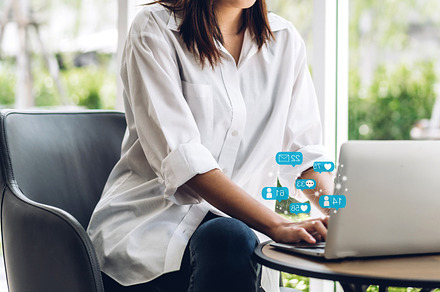 Portrait of woman relax use digital technology social communicat, a Person Photo by Art_Photo
