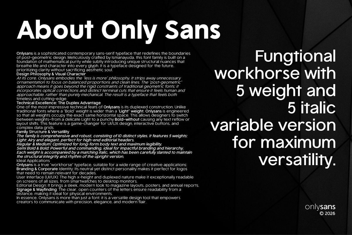 Onlysans, a Sans Serif Font by ismanayuda (Photo 2 of 7)