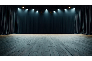 Empty theater stage with wooden, an Object Illustration by Sergey Kotenev