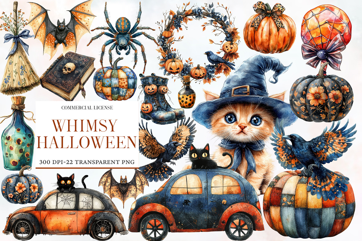 Whimsy Halloween Clipart, an Illustration by Designworld (Photo 1 of 6)