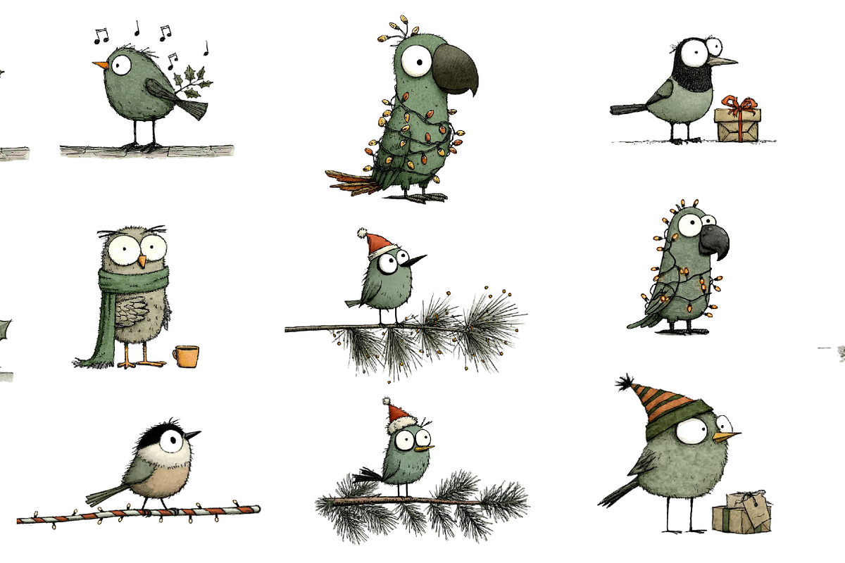 Christmas Birds clipart, an Illustration by Designworld (Photo 2 of 3)