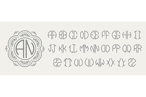 Round two letters monogram kit, an Illustration by winwin.art