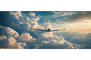 Airplane flying through dramatic, an Illustration by tilialucida