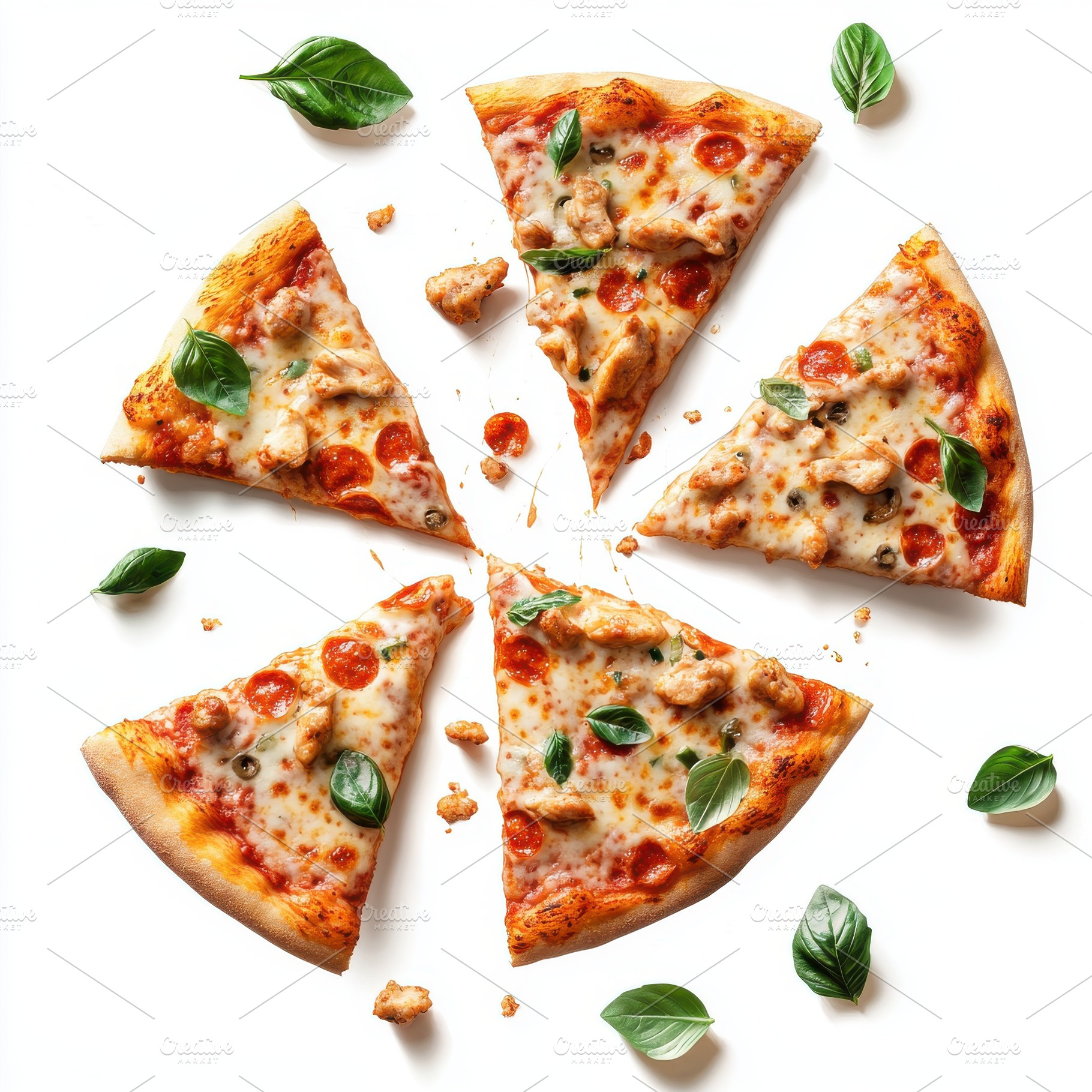 Delicious peperoni pizza slices with, a Food & Drink Photo by Pixeness Studio