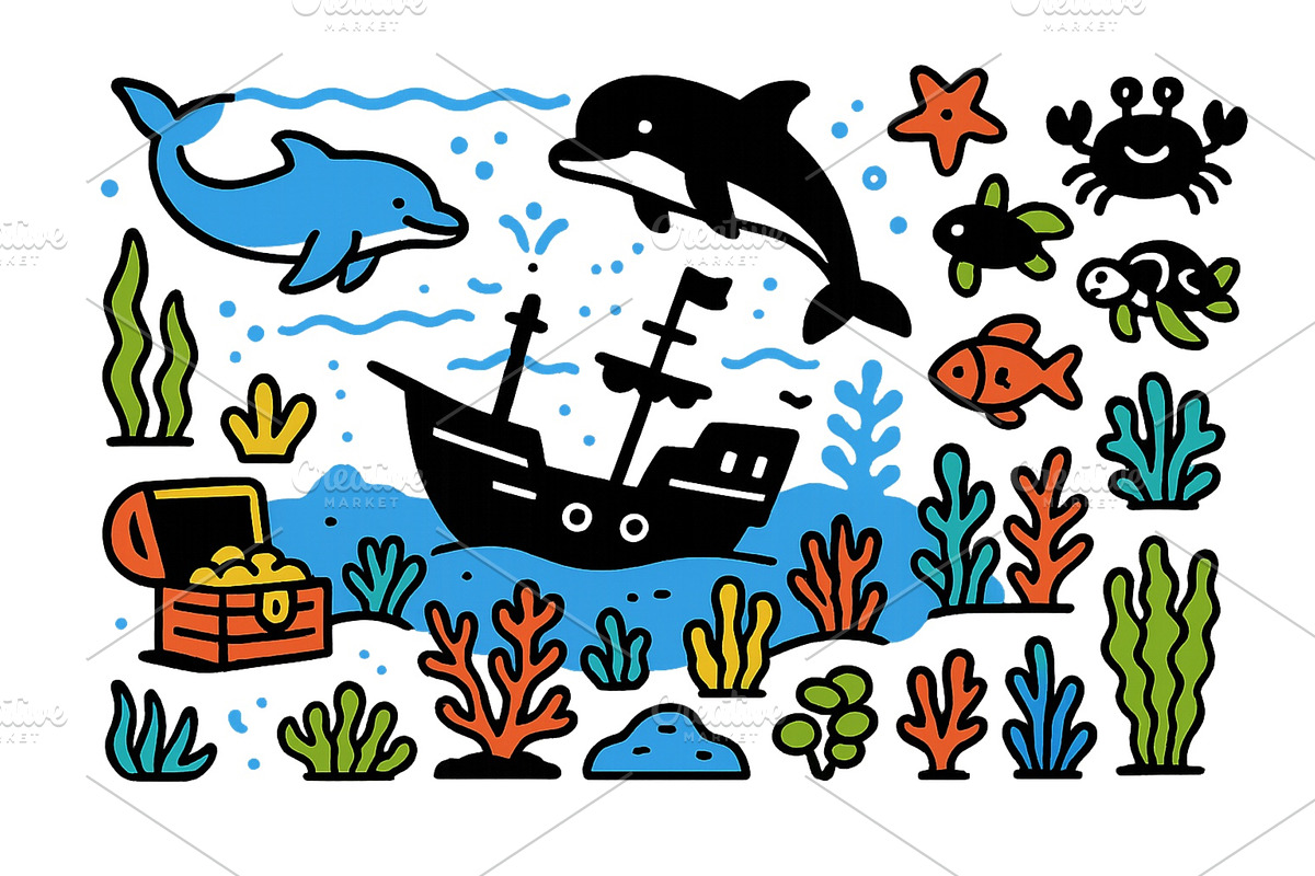 Colorful underwater scene with, an Animal Illustration by ZinetroN