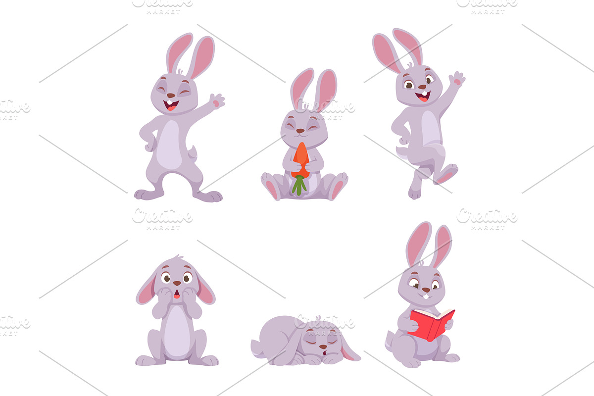 Cartoon bunny. Cute little rabbit in, an Animal Illustration by Onyx