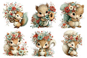 Whimsical Floral Squirrel Clipart, an Illustration by Daily.Designs (Thumbnail 2 of 5)