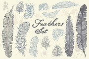 Feathers set, an Illustration by katyau (Thumbnail 1 of 4)
