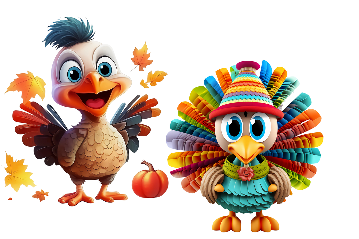 CRAZY TURKEY THANKSGIVING CLIPART, an Animal Illustration by Daring Digies (Photo 2 of 8)