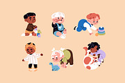 Life of cute babies set + pattern, a Person Illustration by PaperTrident (Thumbnail 2 of 5)