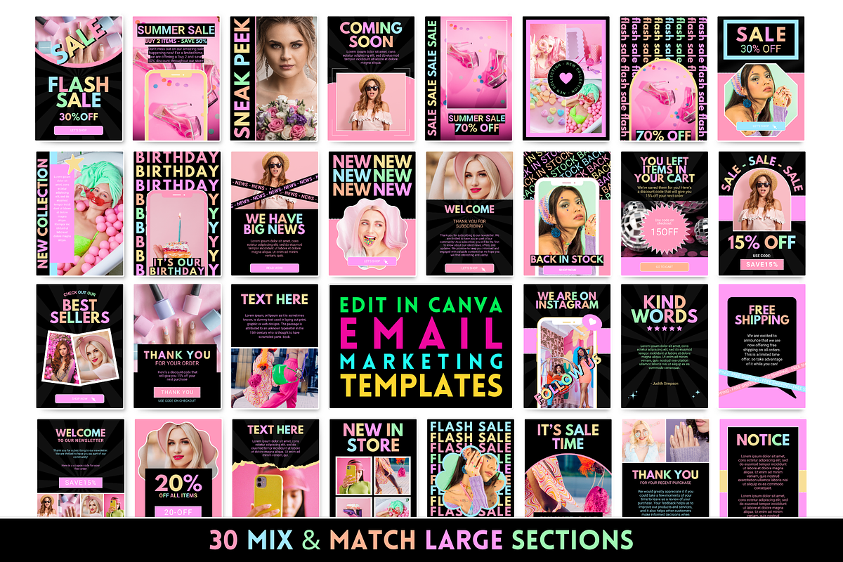 Pastel Neon Newsletter Templates, an Email Template by SunshineStudioBoutique (Photo 6 of 8)
