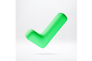 Green check mark symbol in 3d render, an Object Illustration by Abscent
