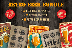 Retro Beer Bundle, a Poster Template by DGIM studio