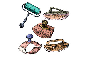 ink blotter set sketch hand drawn, an Illustration by pikepicture